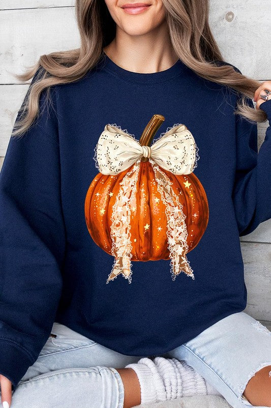 Chic pumpkin fleece sweatshirt