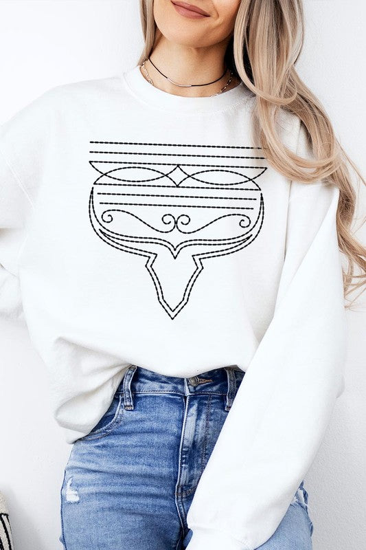 Cozy western boot stitch graphic sweatshirts for stylish comfort