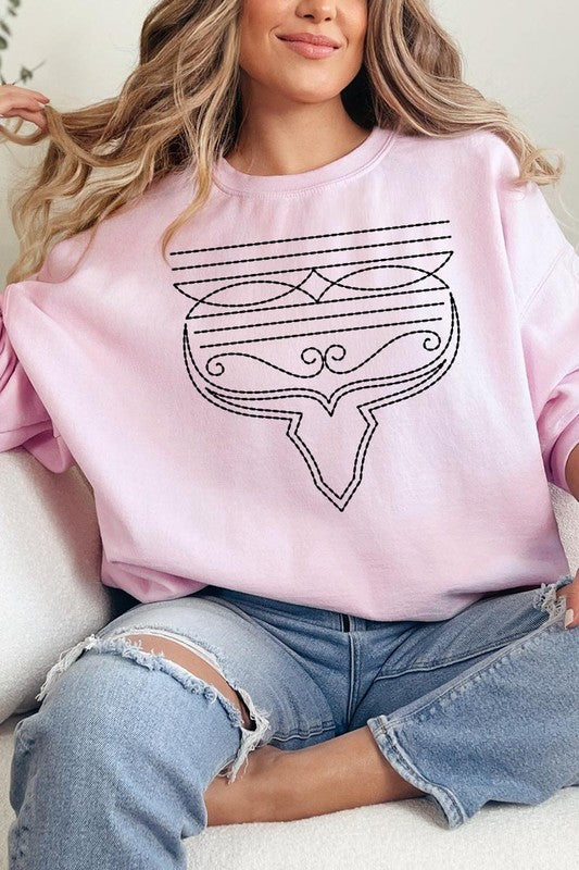 Cozy western boot stitch graphic sweatshirts for stylish comfort