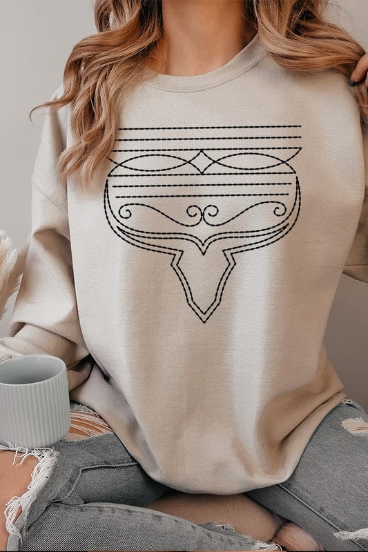 Cozy western boot stitch graphic sweatshirts for stylish comfort