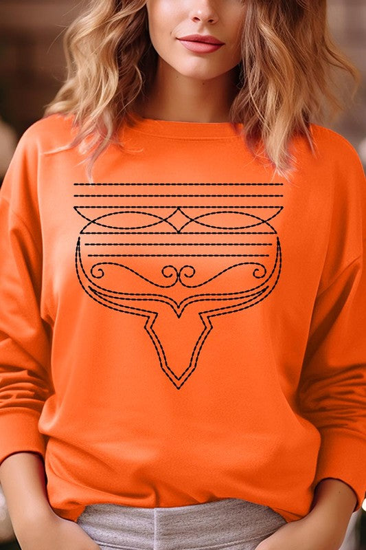 Cozy western boot stitch graphic sweatshirts for stylish comfort