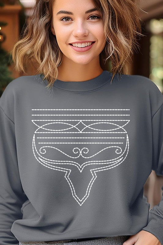 Cozy western boot stitch graphic sweatshirts for stylish comfort