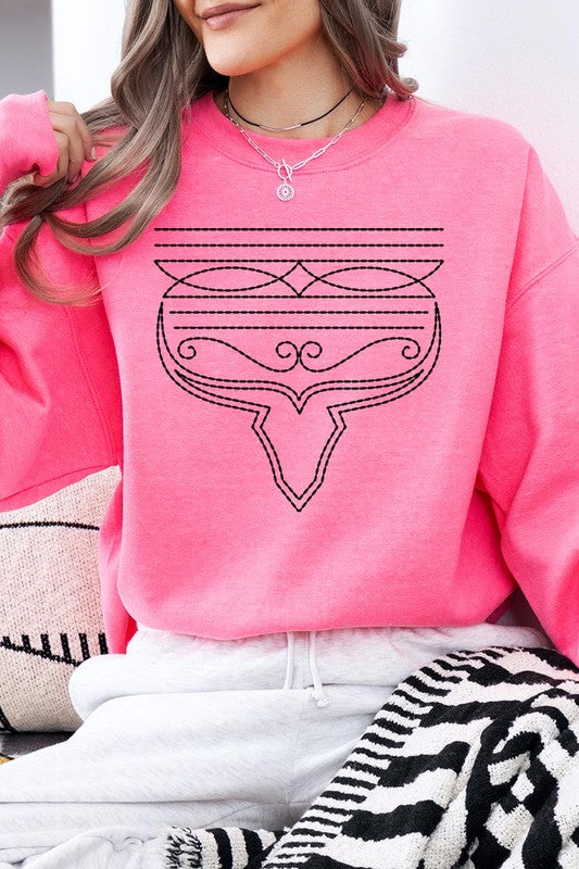 Cozy western boot stitch graphic sweatshirts for stylish comfort