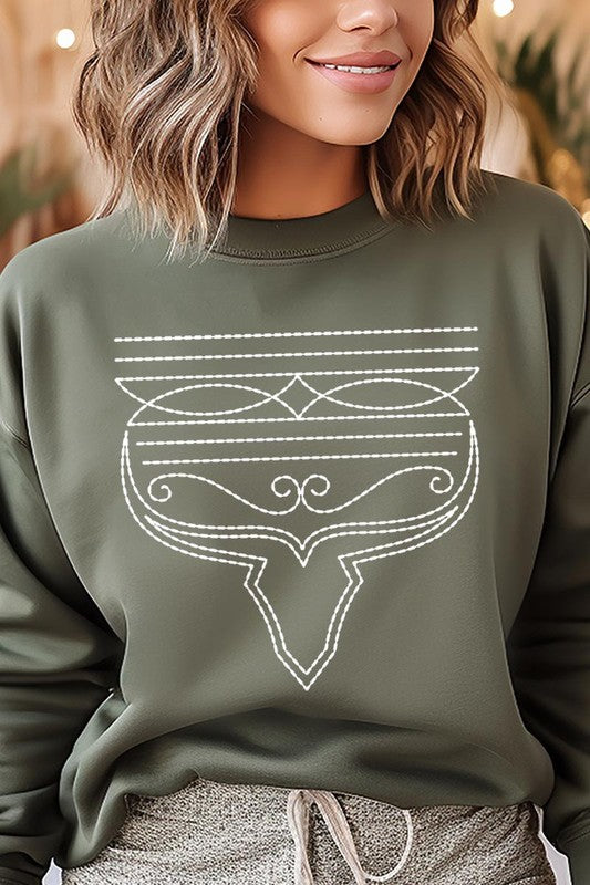 Cozy western boot stitch graphic sweatshirts for stylish comfort