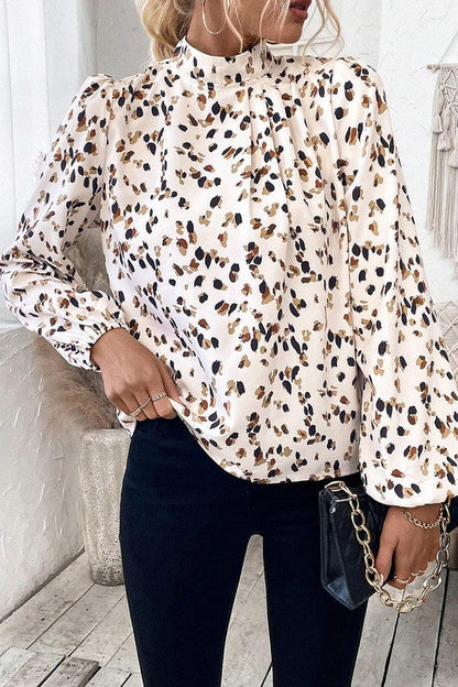 Wildly Chic Leopard Print Puff Sleeve Blouse
