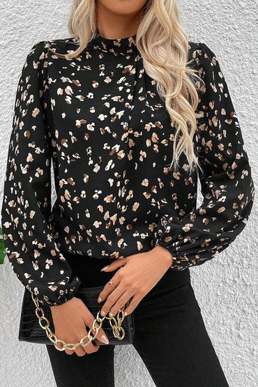 Wildly Chic Leopard Print Puff Sleeve Blouse