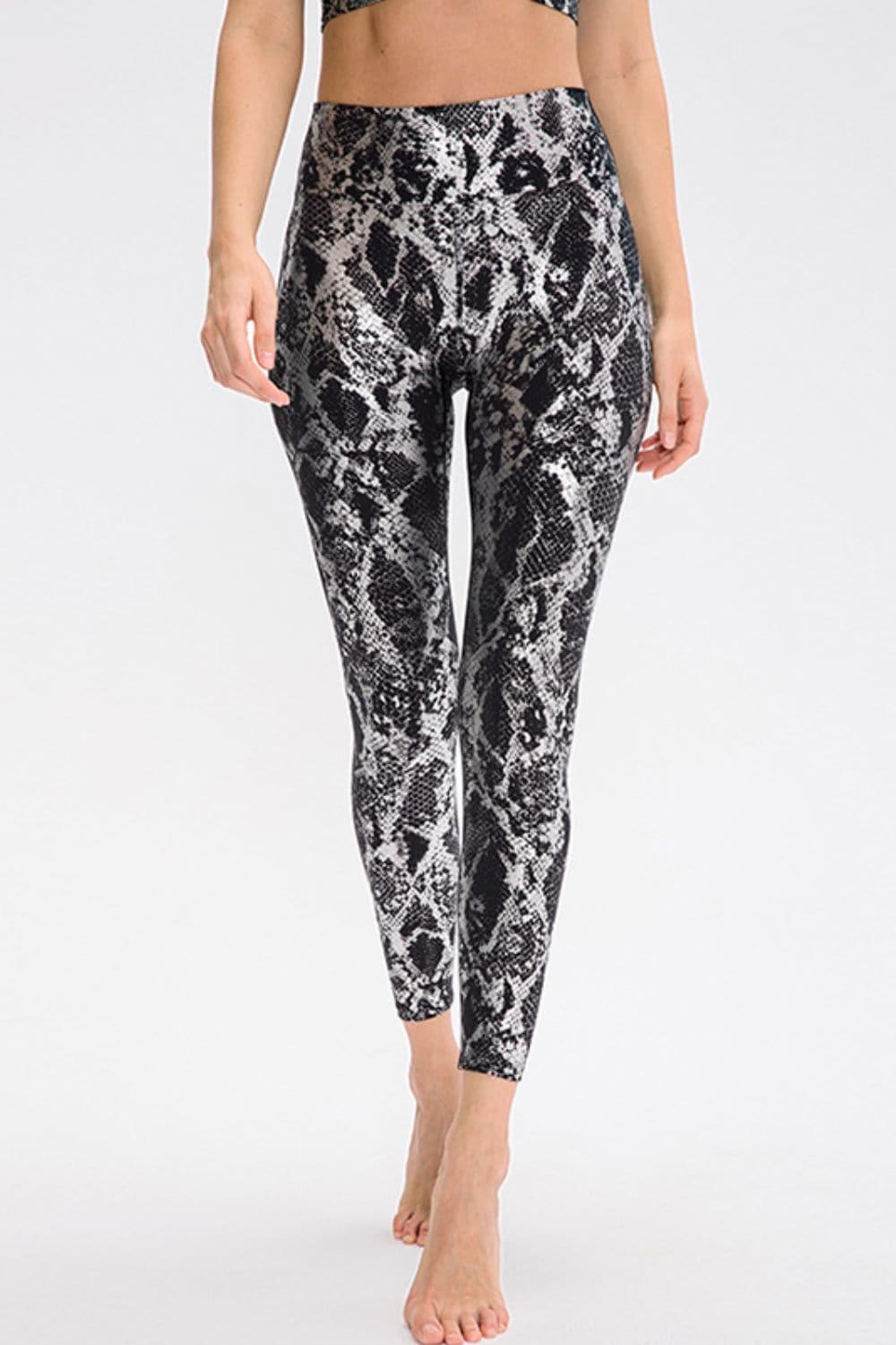 Animal Print Slim Fit Wide Waistband Long Sports Pants.