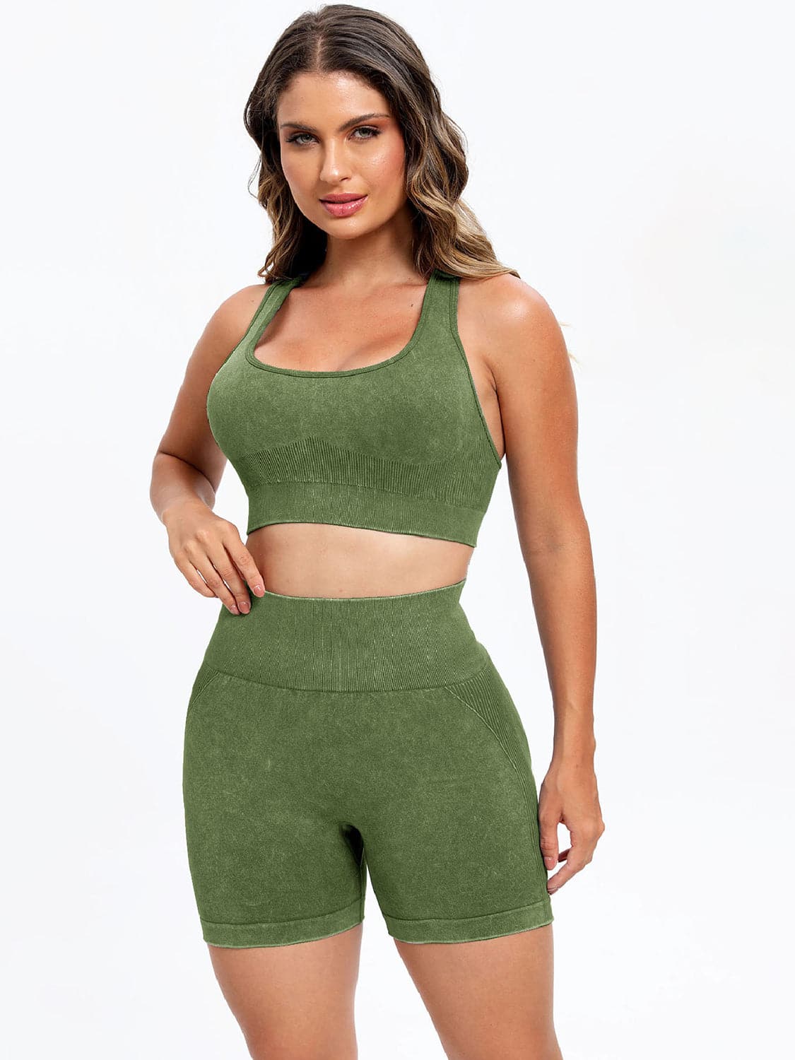 Scoop Neck Wide Strap Top and Shorts Active Set.