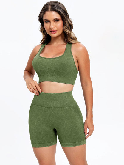 Scoop Neck Wide Strap Top and Shorts Active Set.