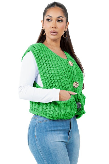 Chic sleeveless knitwear vest for women