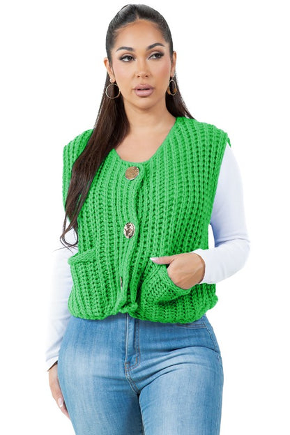 Chic sleeveless knitwear vest for women