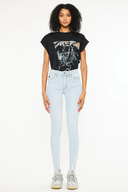 Kancan High Rise Super Skinny Jeans for Women in Light Blue Wash - Love Salve 