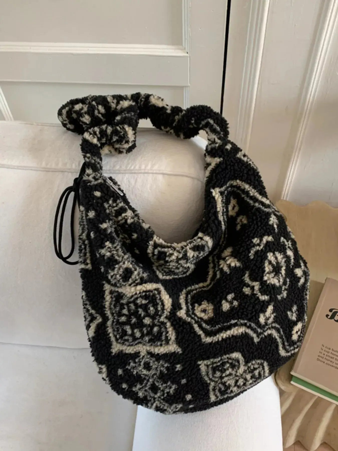 Sherpa Ruched Strap Handbag Simply Love