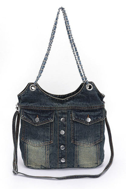 Vintage Denim Iconic Tote Bag – Light & Dark Wash