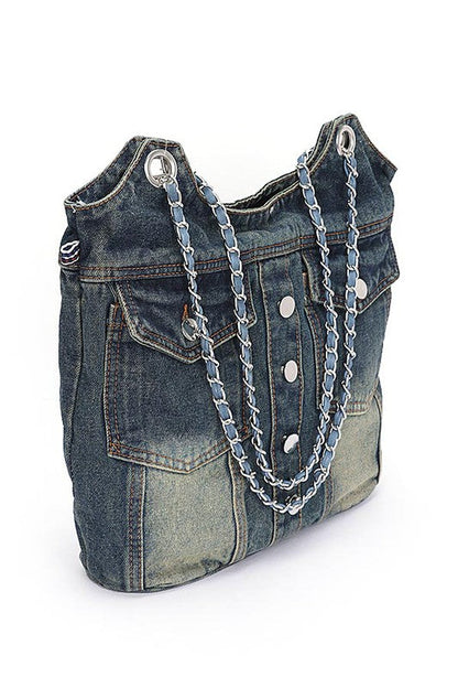 Vintage Denim Iconic Tote Bag – Light & Dark Wash