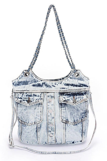 Vintage Denim Iconic Tote Bag – Light & Dark Wash