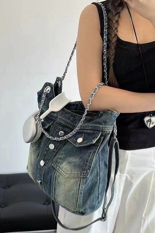 Vintage Denim Iconic Tote Bag – Light & Dark Wash