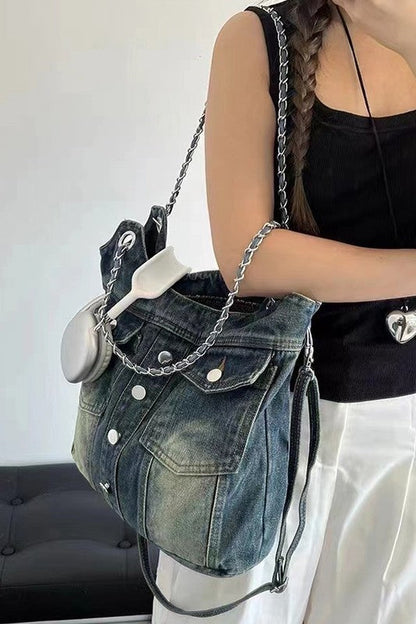 Vintage Denim Iconic Tote Bag – Light & Dark Wash