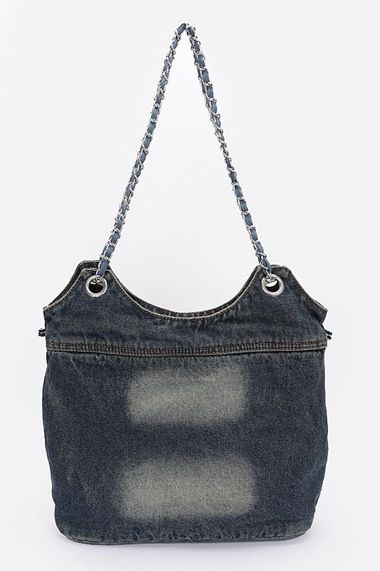 Vintage Denim Iconic Tote Bag – Light & Dark Wash Coco’s Tee Boutique