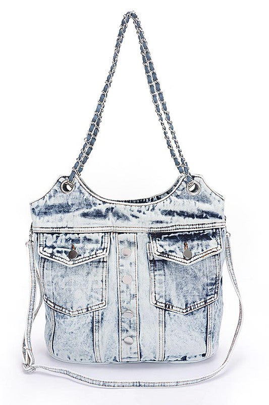 Denim Dreams Chain Tote Bag – Vintage Edge, Everyday Vibe Coco’s Tee Boutique