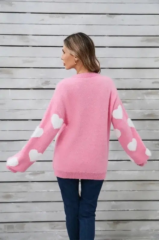 Fuzzy knit heart sweater Miss Sparkling