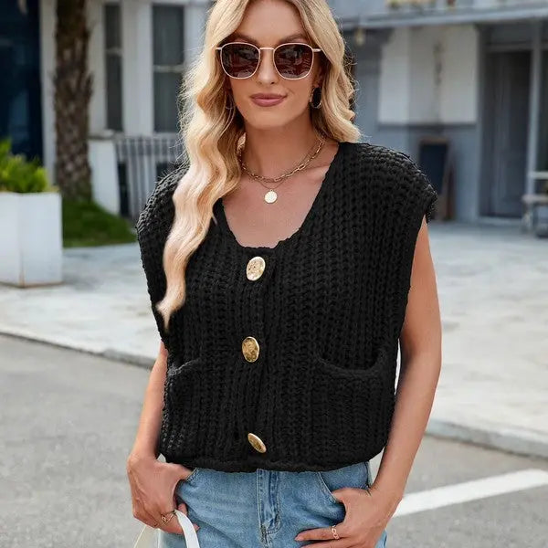 Sleeveless knit cardigan vest Miss Sparkling