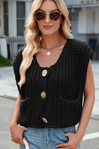 Sleeveless knit cardigan vest Miss Sparkling