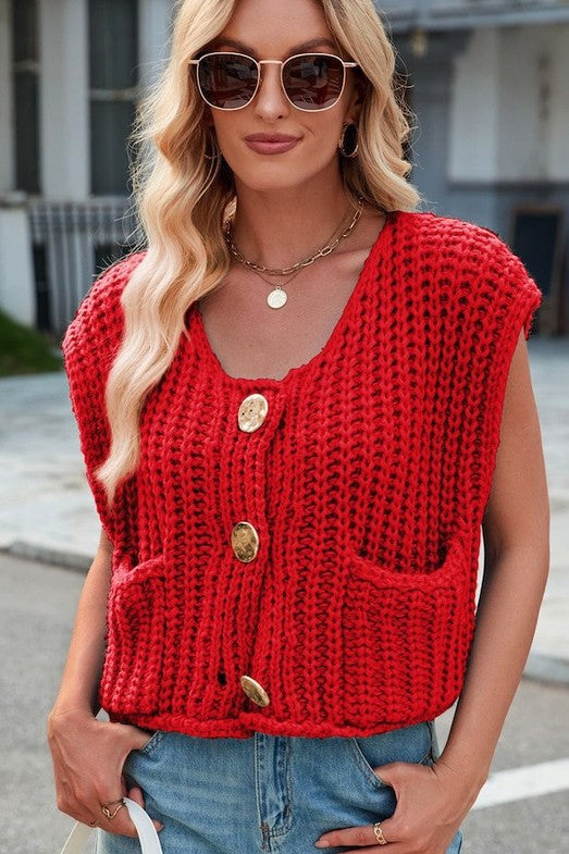 Sleeveless knit cardigan vest Miss Sparkling