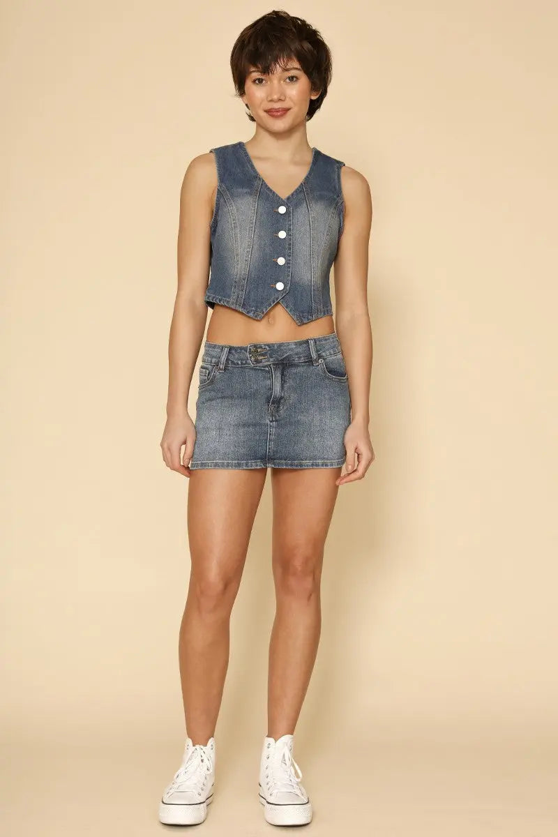 Cropped Denim Vest Miss Sparkling