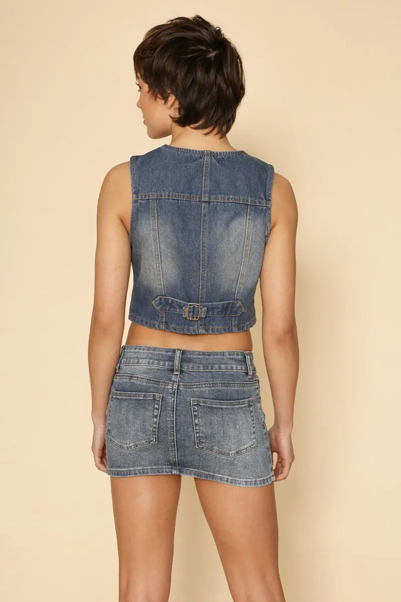 Cropped Denim Vest Miss Sparkling
