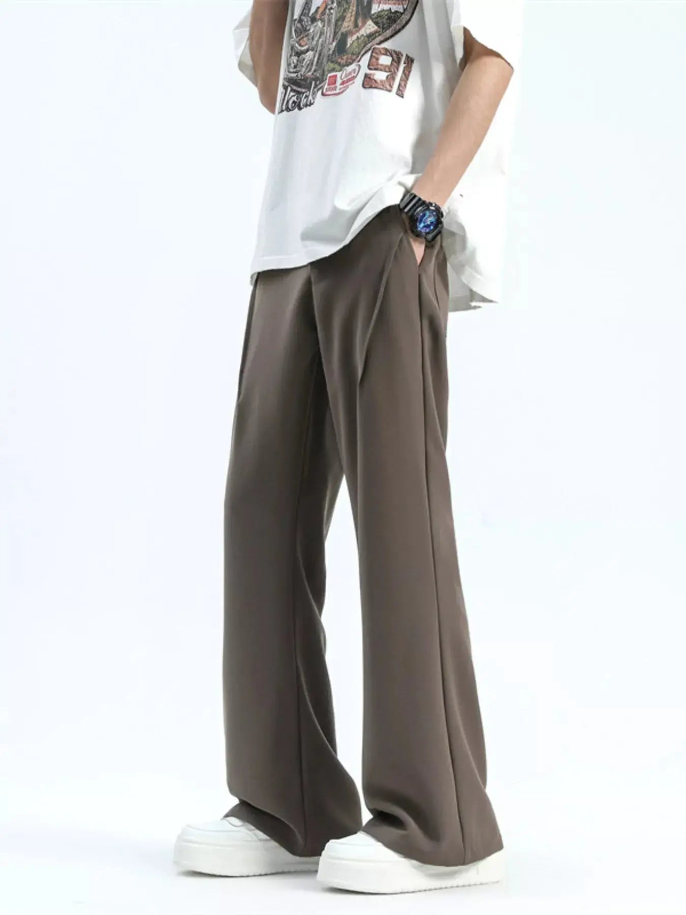 Men's Full Size Relaxed Fit Wide Leg Casual Pants Plus Size Simply Love