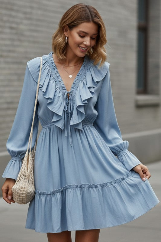 Miss Sparkling Long sleeve ruffle dress Miss Sparkling