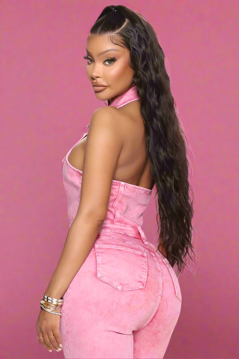 Pink Denim Halter Jumpsuit - Bold & Stylish Coco’s Tee Boutique