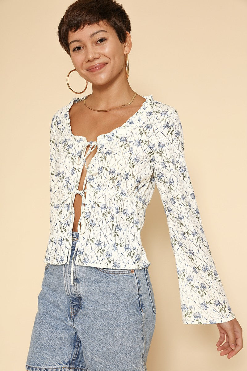 Tie front floral top Miss Sparkling