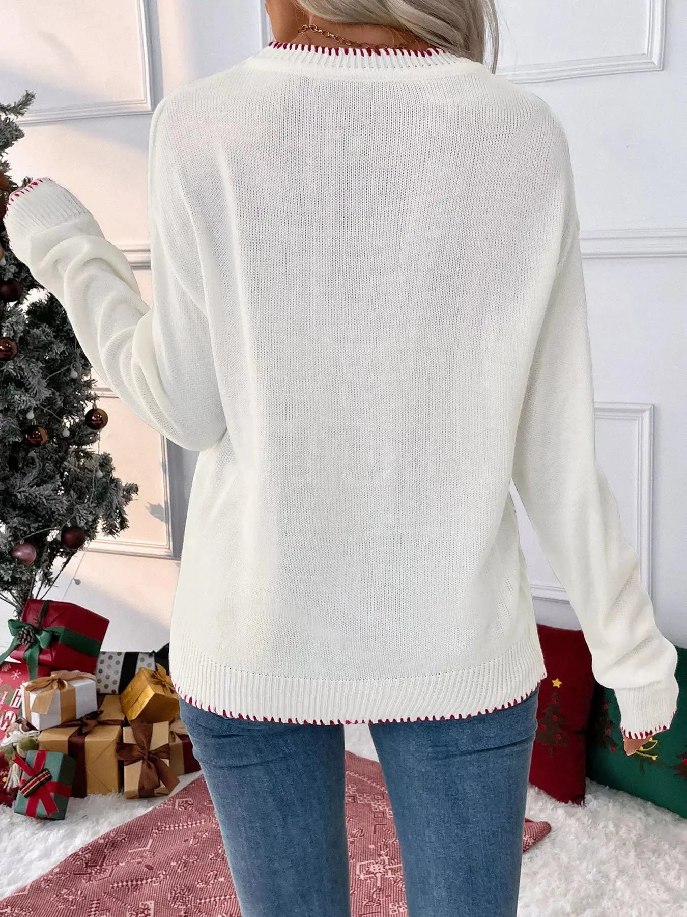 Bow Round Neck Sweater Simply Love
