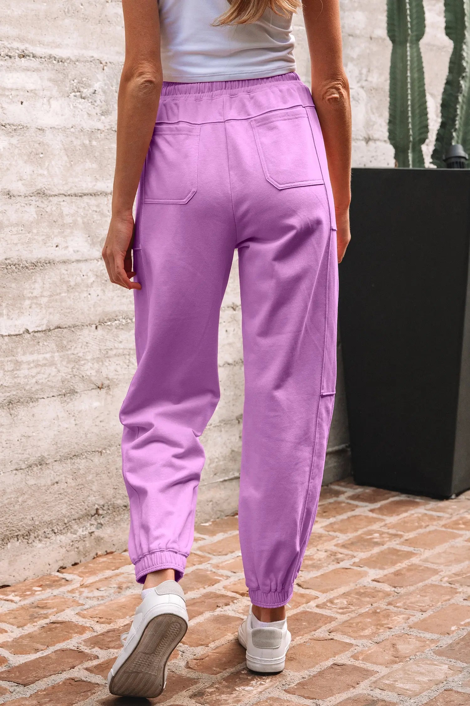 Love Salve Lilac Joggers Women's Daily Wear Pants Comfy Drawstring Waist Love Salve