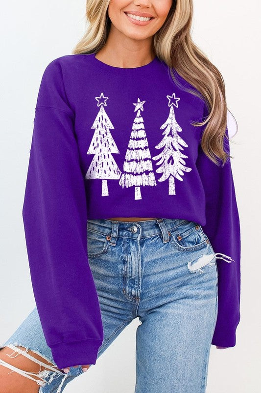 Christmas Trees Graphic Fleece Sweatshirts