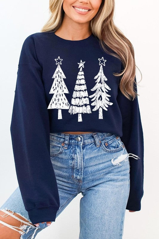 Christmas Trees Graphic Fleece Sweatshirts