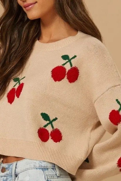 Cherries Knit Sweater Miss Sparkling