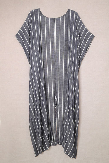 Striped Open Front Longline Cover Up.