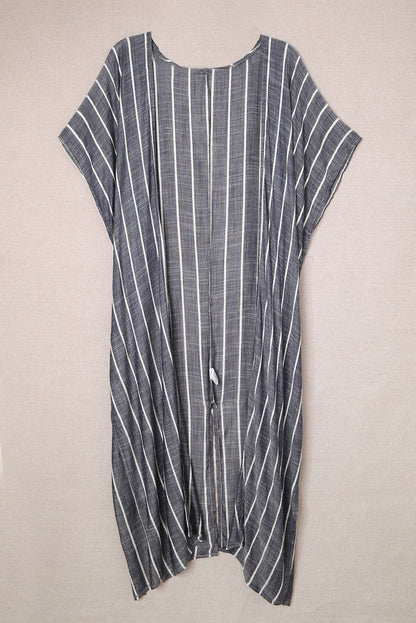 Striped Open Front Longline Cover Up.