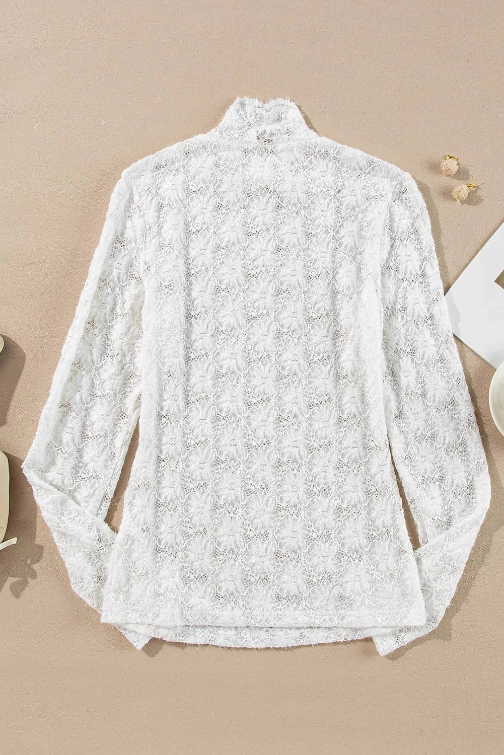 Lace Mock Neck Long Sleeve Top.