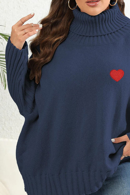 Plus Size Turtle Neck Long Sleeve Sweater.