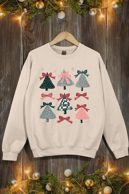 Coquette Christmas Tree Graphic Fleece Sweatshirts