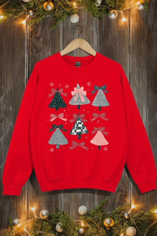 Coquette Christmas Tree Graphic Fleece Sweatshirts