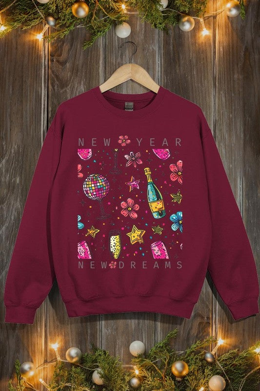 New Year New Dreams Graphic Fleece Sweatshirts