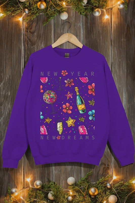 New Year New Dreams Graphic Fleece Sweatshirts