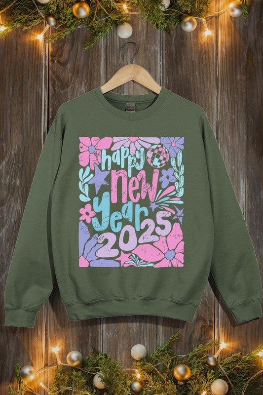 Floral Happy new year 2025 Graphic Sweatshirts