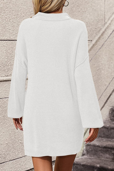 Johnny Collar Drop Shoulder Sweater Dress.