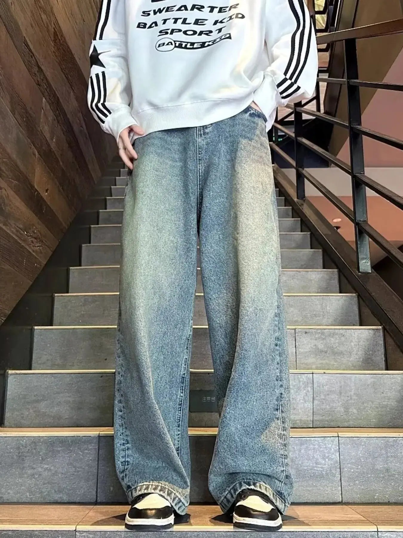 Men's Full Size Vintage Wash Wide Leg Jeans Plus Size Simply Love